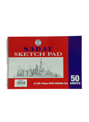 Sadaf Spiral Sketch Pad, 100GSM, 50 Sheets, A3 Size, White