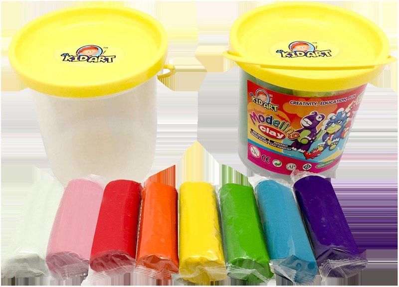 Kid Art Modeling Clay Set, with 8 Colours and Bucket, 400g, T400/8C/T, Multicolour