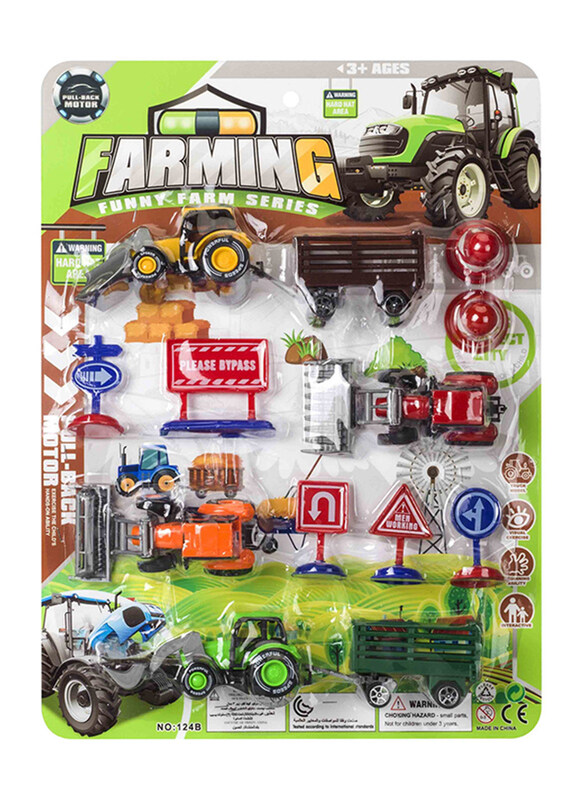 

Pull Back Motors Farming Fun Farm Series Diecast & Play Set, Ages 3+