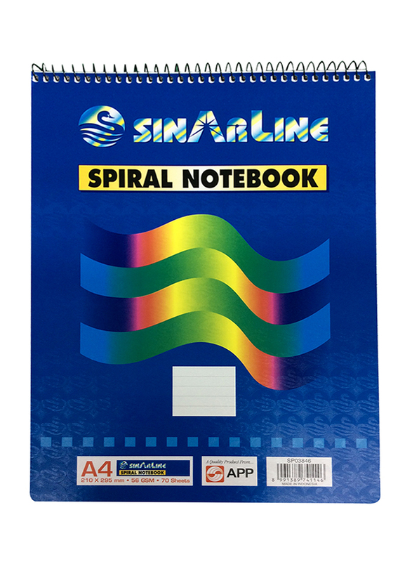 Sinarline Top Open Spiral Notepad, 70 Sheets, A4 Size, White