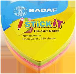 Sadaf PD-103 StickIt Heart Shape Sticky Notes, 70 x 70mm, 250 Sheet, Neon Colour