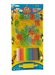 Kid Art Modeling Clay Set, with 15 Colours, 26 Alphabet Molds and 1 Roller, 300g, Multicolour
