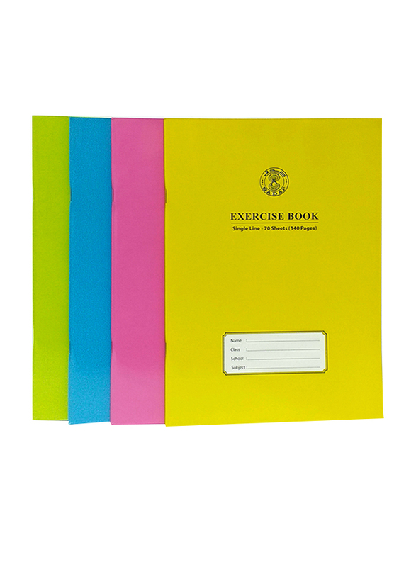 Sadaf Two Side Plain, 70 Sheets Exercise Book, 140 Pages, A4 Size, Assorted Colour