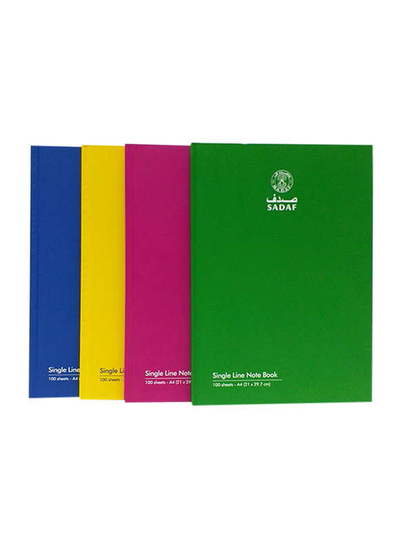 Sadaf Single Line Hard Cover Ex. Book, 100 Sheets, A4 Size