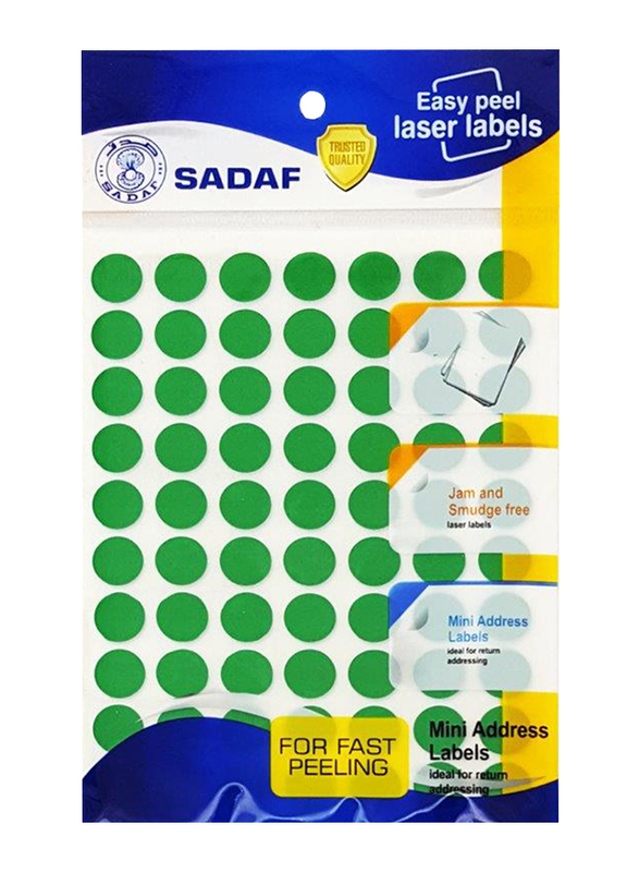 Sadaf Round Label, 12mm, 10 Sheets, Fluorescent Green