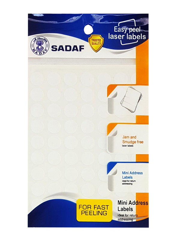 Sadaf Round Label, 14mm, 10 Sheets, PD-81, White