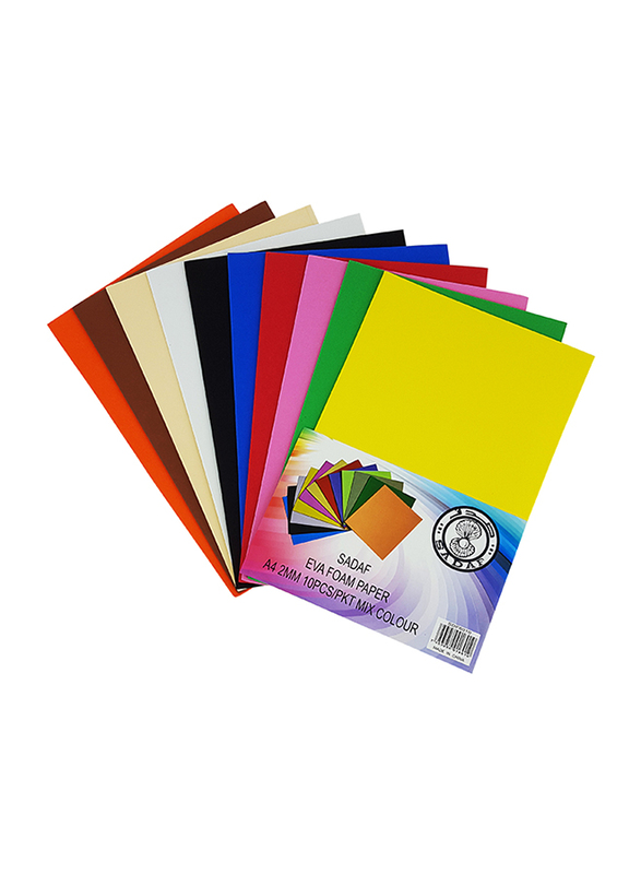 Sadaf Normal EVA Foam Paper, 20 x 30cm x 2mm, 10 Pieces, Assorted Colour