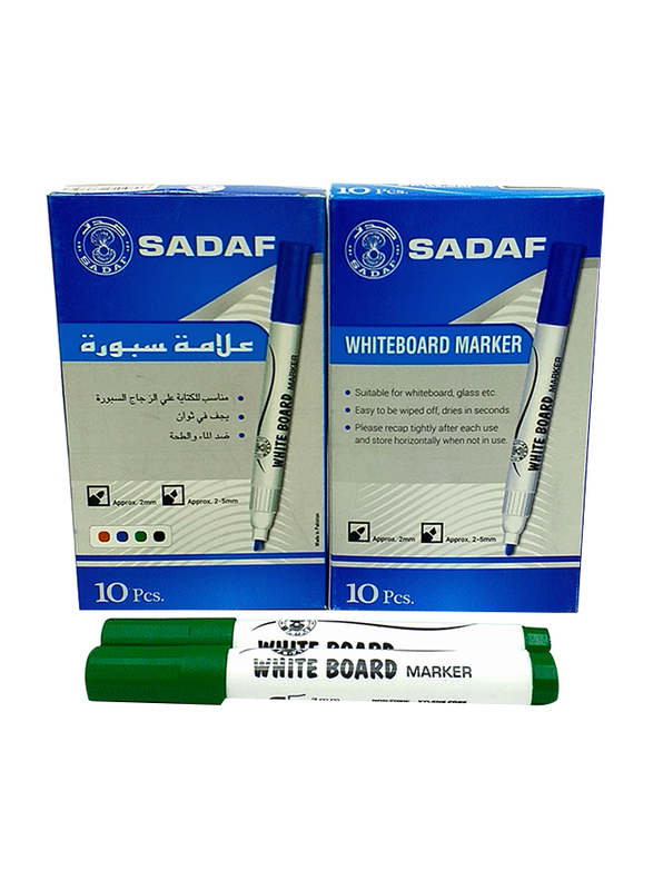 Sadaf Bullet Tip White Board Marker, 2mm, Green