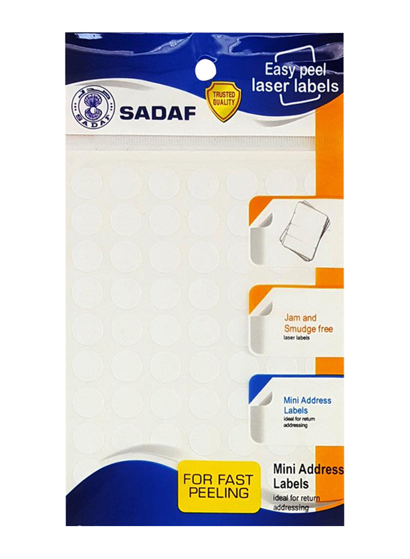Sadaf Round Label, 18mm, 10 Sheets, White