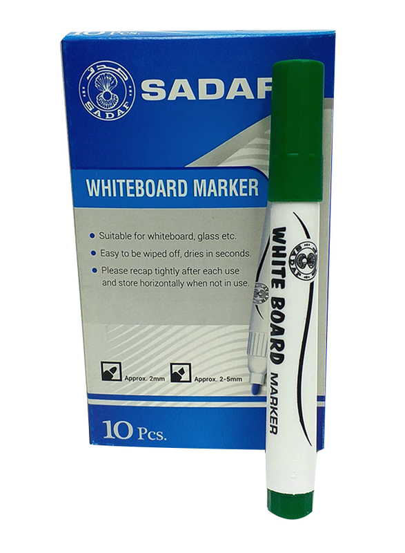 Sadaf Chisel Tip White Board Marker, 5mm, Green
