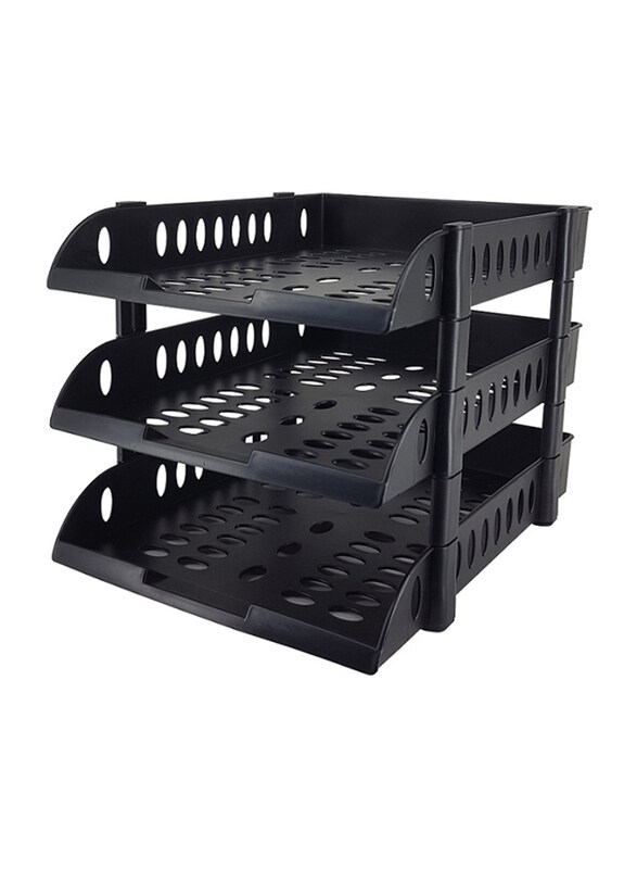 

Sadaf 3-Layer Plastic Desk Tray, Black/Grey