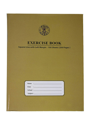 Sadaf 10mm Square Line with Left Margin Exercise Book, 100 Sheets, Brown