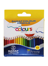 Sadaf 12-Piece Small Colour Pencil Set with 3.5 inch Cardboard, Multicolour
