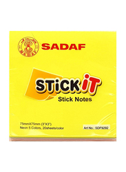 Sadaf PD-105 StickIt Sticky Notes, 75 x 75mm, 20 Sheet, Multicolour