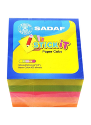 Sadaf PD-85 Paper Cube Sticky Notes, 50 x 50mm, 5 Neon Colour x 80 Sheet, 400 Sheet, Multicolour