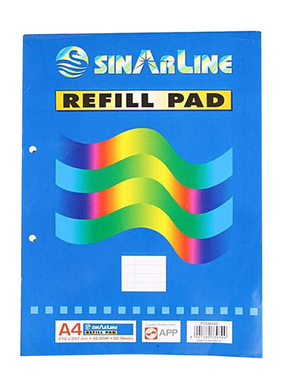 Sinarline Block Refill Notepad with 2 Holes, 80 Sheets, A4 Size, White