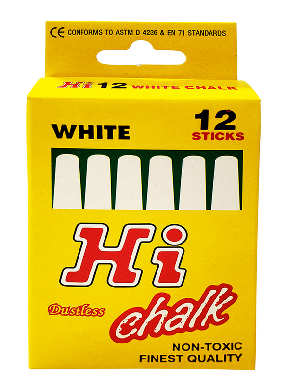 Kid Art Chalk Set, CK-12W, 12-Piece, White