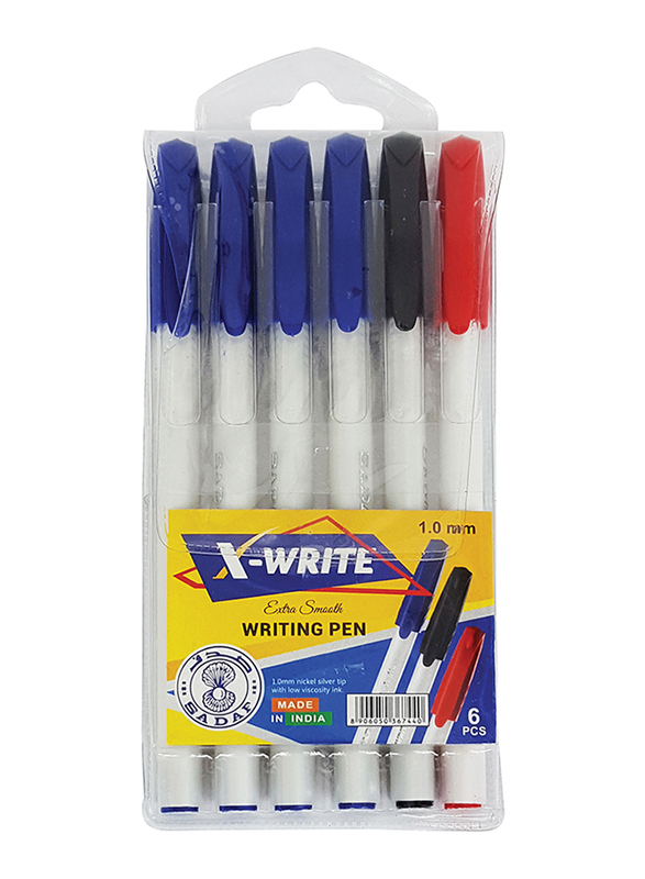 Sadaf 6-Piece X-Write Ball Pen Set, 1mm, Multicolour