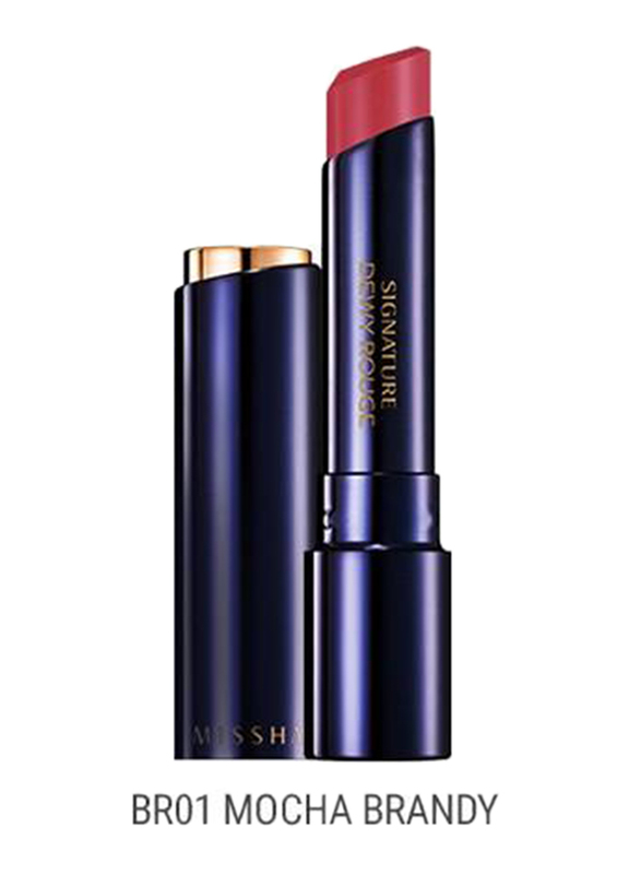 Missha Signature Dewy Rouge Lipstick, 3.4gm, BR01 Mocha Brandy, Pink