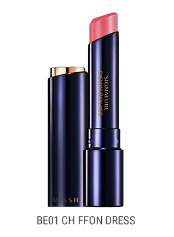 Missha Signature Dewy Rouge Lipstick, 3.4gm, BE01 Chiffon Dress, Pink
