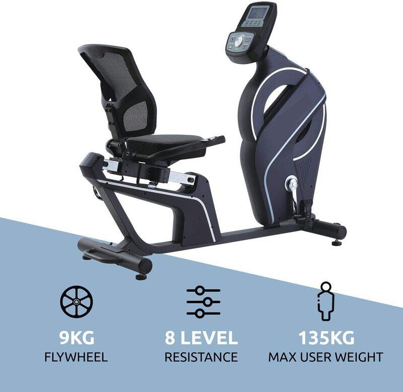 Marshal Fitness Home Use Magnetic Recumbent Exercise Bike, MF-1240-L, Black