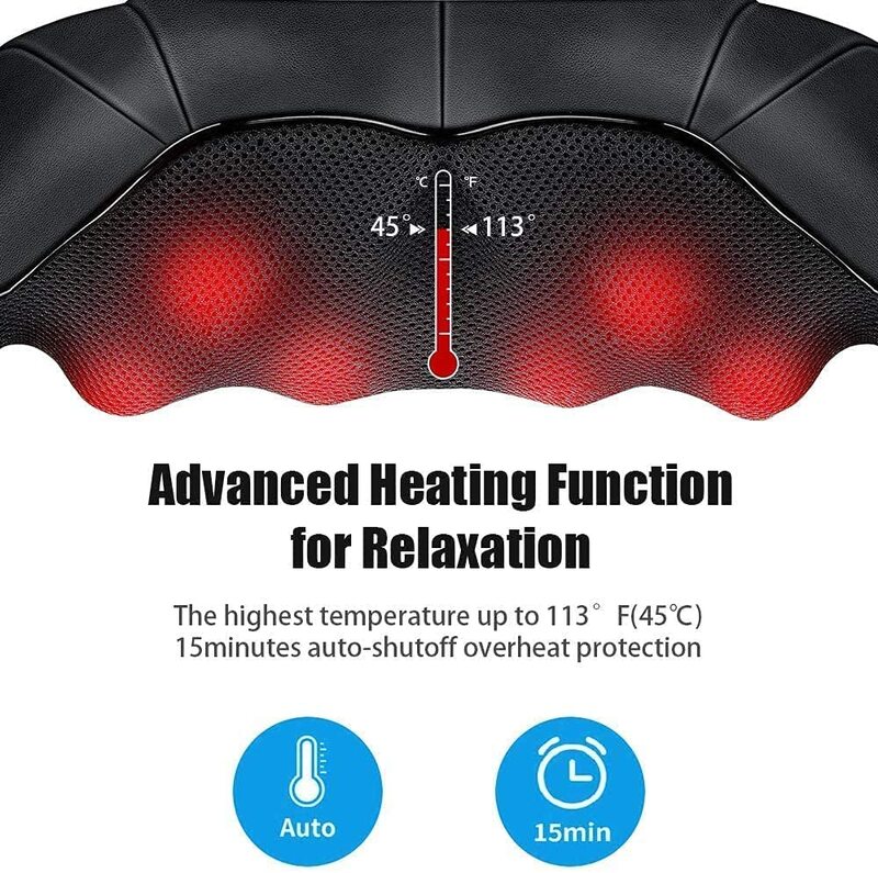 Marshal Fitness Back and Neck Massager with Heat Function, Mf-0422, Black