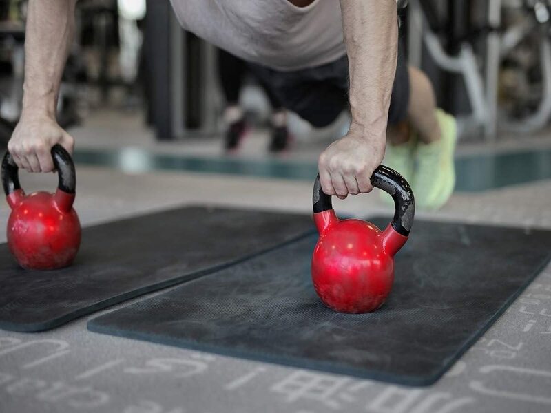 Marshal Fitness Neoprene Kettlebell with Firm Grip Handle, 28Kg, MF-0051, Black/Red