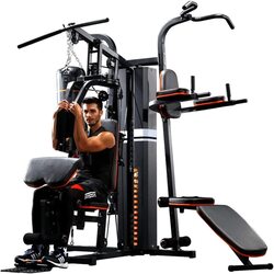 Marshal Fitness 3 Station Multi Station Home Gym With Boxing Bag and Pull Up station/Bench, 72Kg, MF-0701, Black