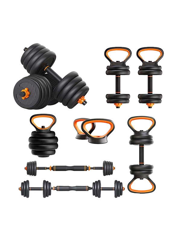Marshal Fitness Adjustable Dumbbell Set, 30KG, Black/Orange