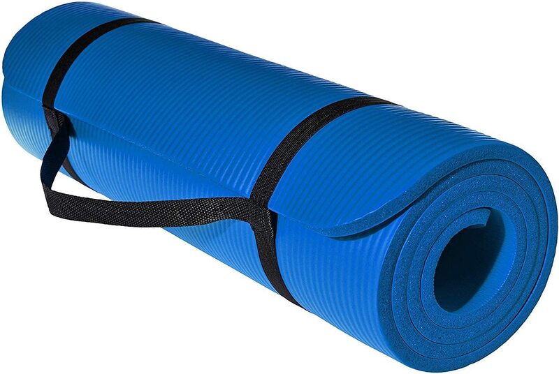 Marshal Fitness NBR Non-Slip and Durable Yoga Mat, 15mm, Blue