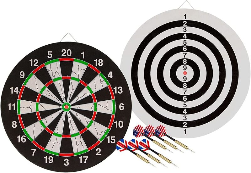 Marshal Fitness 18-Inch Wall-Mounted Darts Board with 6 Darts Pin, MF-0237, Multicolour