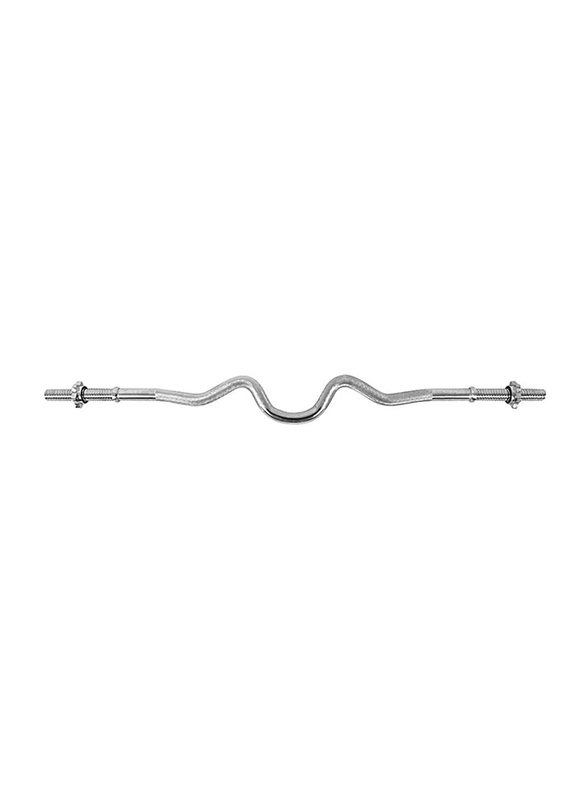 Marshal Fitness Stainless Steel Super EZ Curl Curved Barbell Bar, Silver
