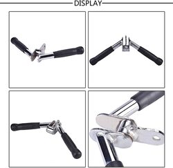 Marshal Fitness Barbel Machine Cable Attachment Pro Grip Revolving Non Slip Handle Bar, Mf-0177, Black/Silver