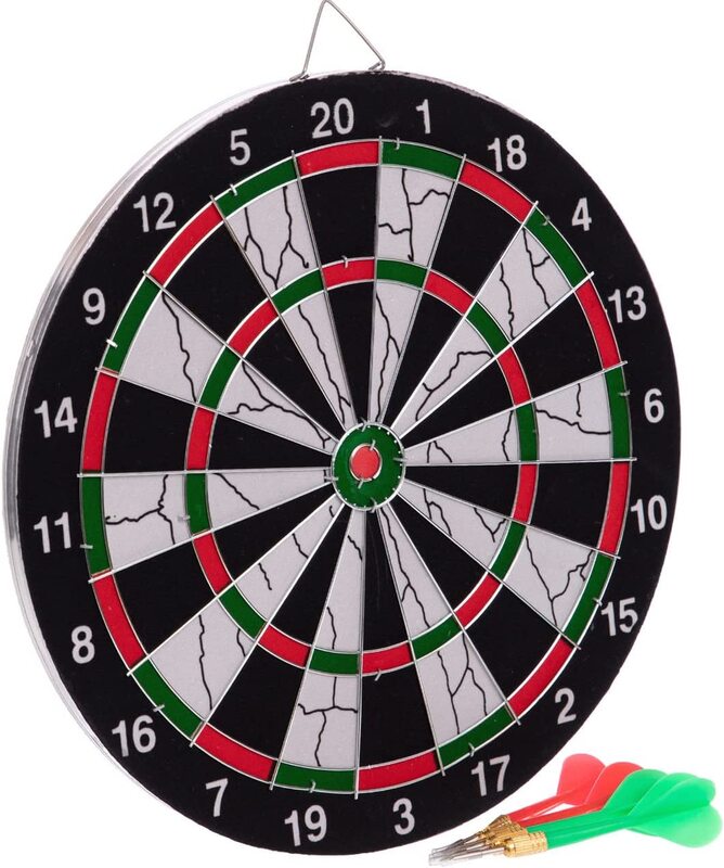 Marshal Fitness 12-Inch Double Sided Darts Board with 4 Darts Pin, Mf-0229, Multicolour