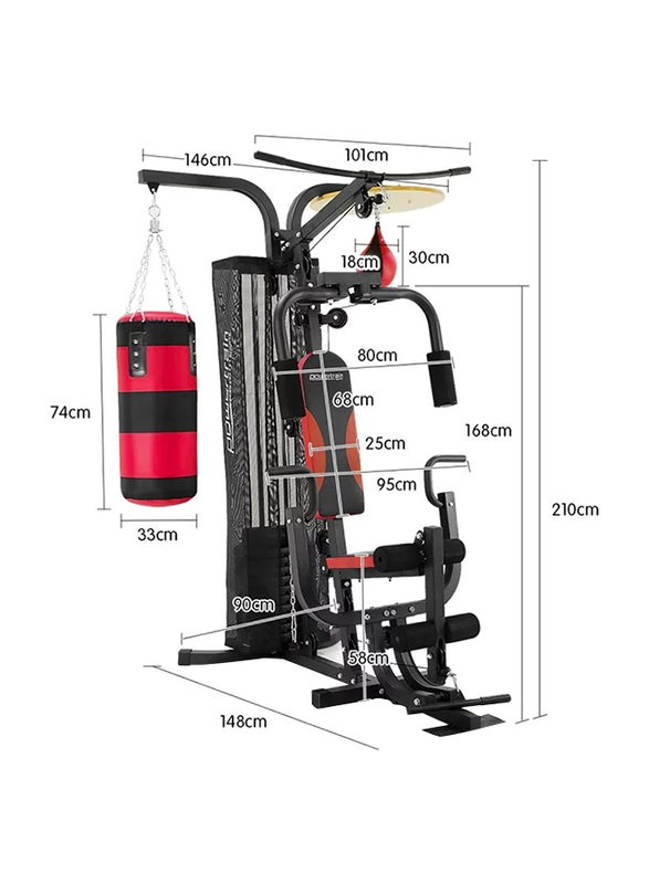 Marshal Fitness Multi-Function Exercise Home Gym Equipment, MF-9995, Black/Red