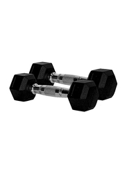 Marshal Fitness Rubber Dumbbells Set, 2 x 1KG, Black/Silver