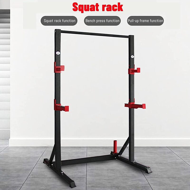 Marshal Fitness Adjustable Power Squat Pull Up Bar Station with 800LBS Weight Capacity, MF-2819, Black