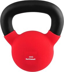 Marshal Fitness Neoprene Kettlebell with Firm Grip Handle, 4Kg, MF-0051, Black/Red