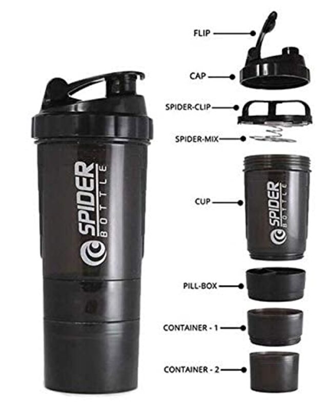 Marshal Fitness Plastic Protein Shaker Bottles, Mf-0165, Black
