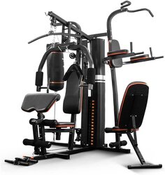 Marshal Fitness 3 Station Multi Station Home Gym With Boxing Bag and Pull Up station/Bench, 72Kg, MF-0701, Black