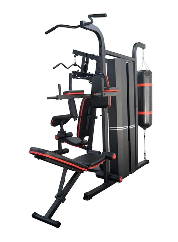Marshal Fitness 3 Station with Boxing Bag, Pull Up Station and Exercise Bench, 72 KG, MF-9945-2B, Black