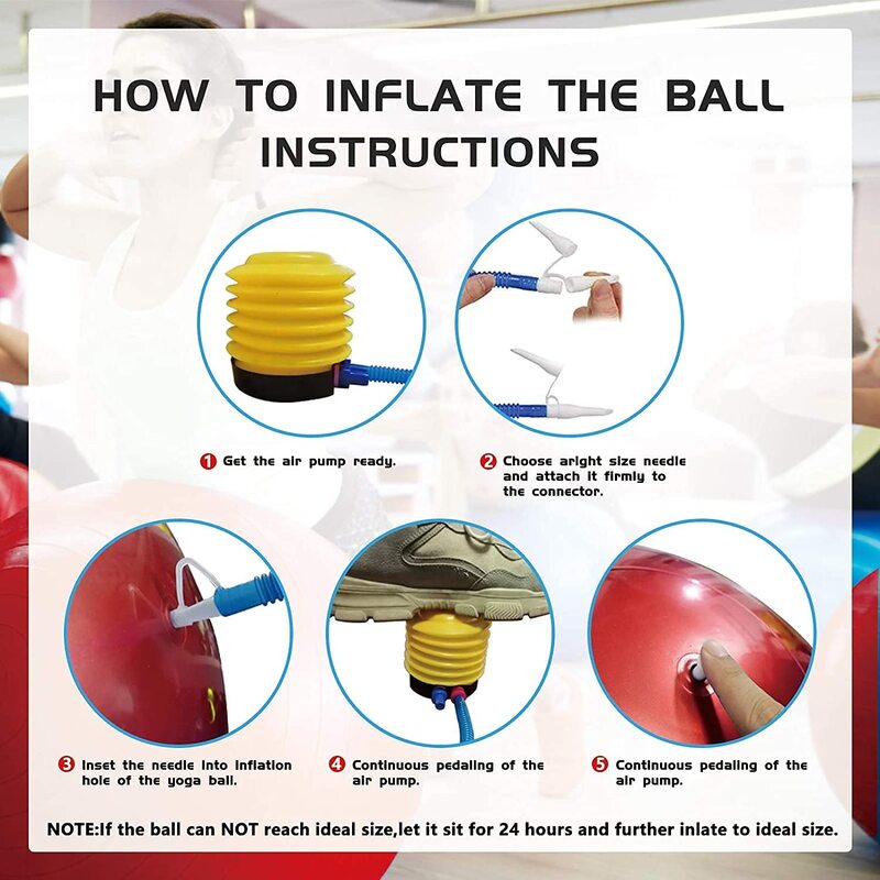 Marshal Fitness Balance & Birthing Anti-Burst Yoga Ball with Quick Pump, 65cm, Red