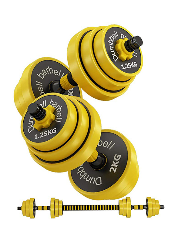 Marshal Fitness Dumbbell Barbell Weight Set, 20KG, MF-0601, Yellow/Black