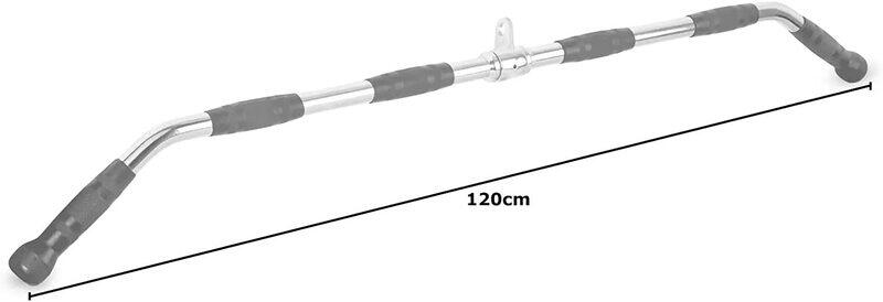 

Marshal Fitness Barbel Machine Cable Attachment Pro Grip Revolving Non Slip Handle Bar, 120cm, MF-0658, Silver/Black