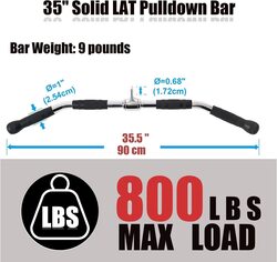 Marshal Fitness LAT Bar Cable Attachment with Rubber Handgrips, 90CM-MF-0657, Silver
