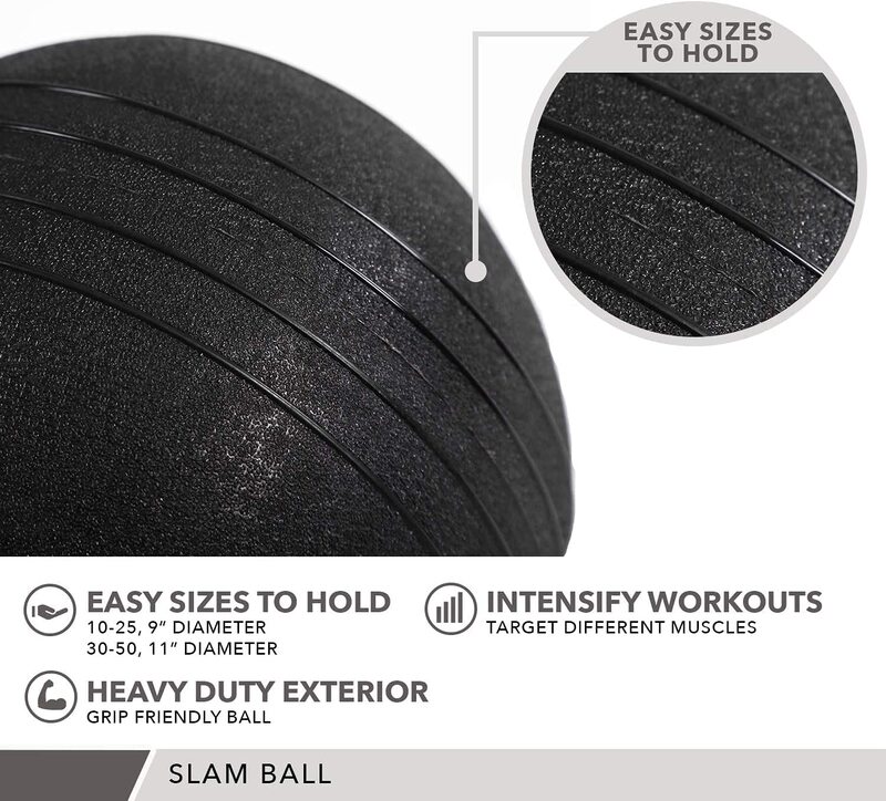 Marshal Fitness Smooth Textured Slam Medicine Balls, 6Kg, Mf-0516, Black