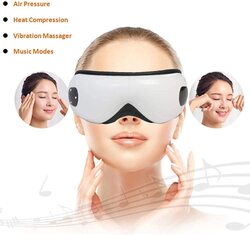 Marshal Fitness Electric Eye Massager with Air Pressure Music Vibration, Mf-0418, One Size, White