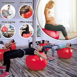 Marshal Fitness Balance & Birthing Anti-Burst Yoga Ball with Quick Pump, 65cm, Red
