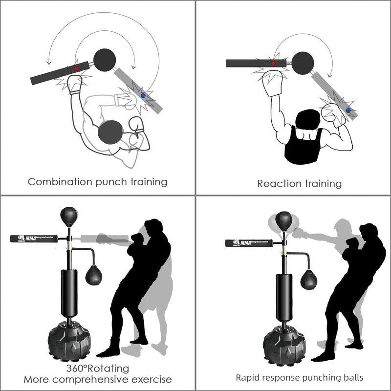 

Marshal Fitness 7 in 1 Boxing Reaction Rotating Stick Target Trainer Punch, Mf-0747, Black