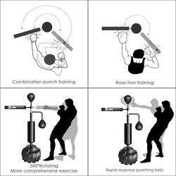 Marshal Fitness 7 in 1 Boxing Reaction Rotating Stick Target Trainer Punch, Mf-0747, Black